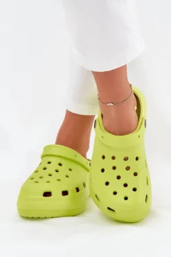 Best Boto Damskie Piankowe Klapki Limonkowe Elisra