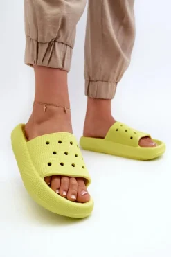 Damskie Evento Damskie Piankowe Klapki Na Grubej Podeszwie Limonka Beula