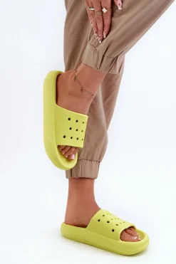 Damskie Evento Damskie Piankowe Klapki Na Grubej Podeszwie Limonka Beula