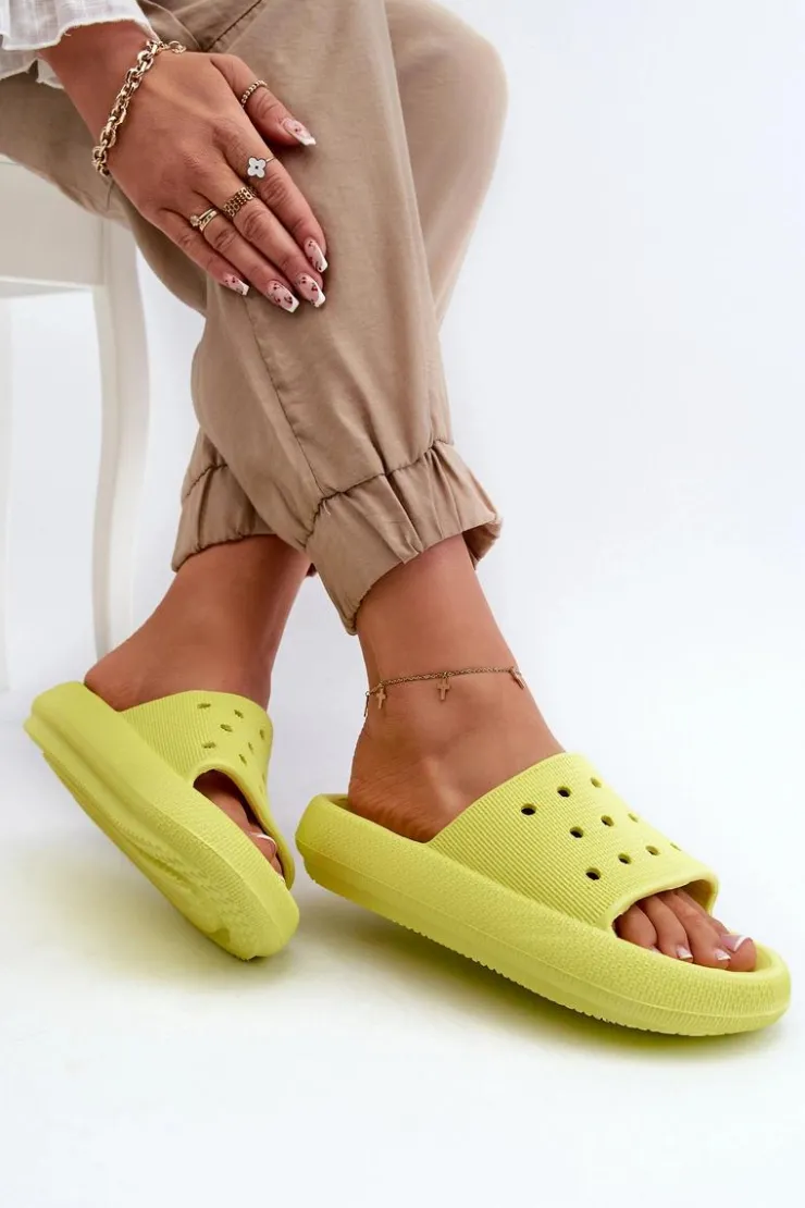 Damskie Evento Damskie Piankowe Klapki Na Grubej Podeszwie Limonka Beula