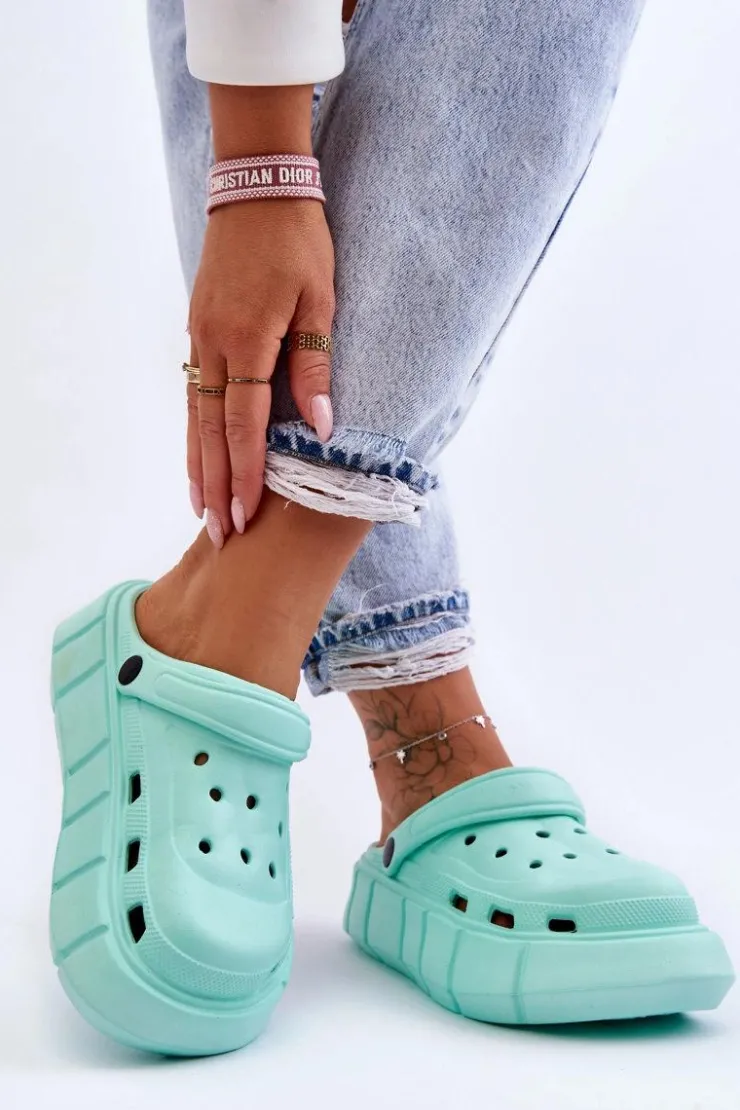 Boto Klapki Basenowe|Klapki Na Platformie*Damskie Piankowe Klapki Na Platformie Miętowe Beckett Zielony