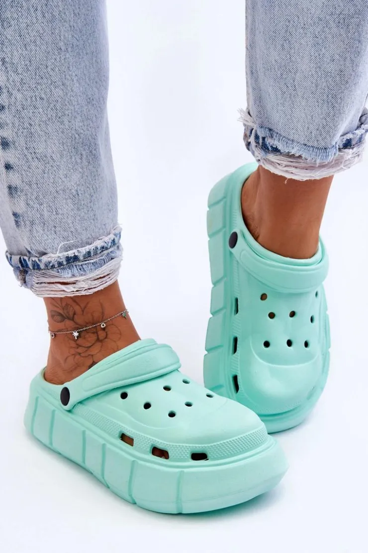 Boto Klapki Basenowe|Klapki Na Platformie*Damskie Piankowe Klapki Na Platformie Miętowe Beckett Zielony