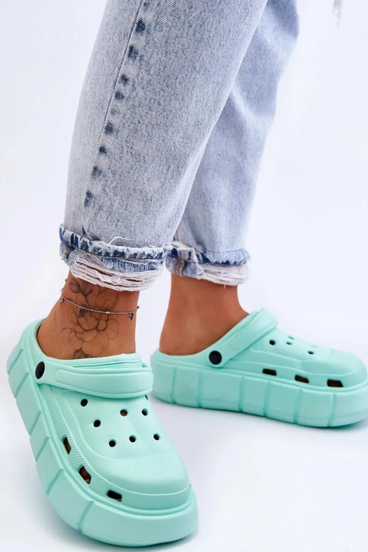 Boto Klapki Basenowe|Klapki Na Platformie*Damskie Piankowe Klapki Na Platformie Miętowe Beckett Zielony