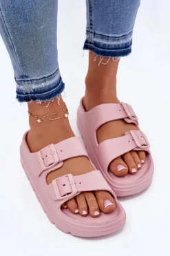 Outlet Evento Damskie Piankowe Klapki Na Platformie Różowe Melorea Różowy