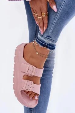 Outlet Evento Damskie Piankowe Klapki Na Platformie Różowe Melorea Różowy