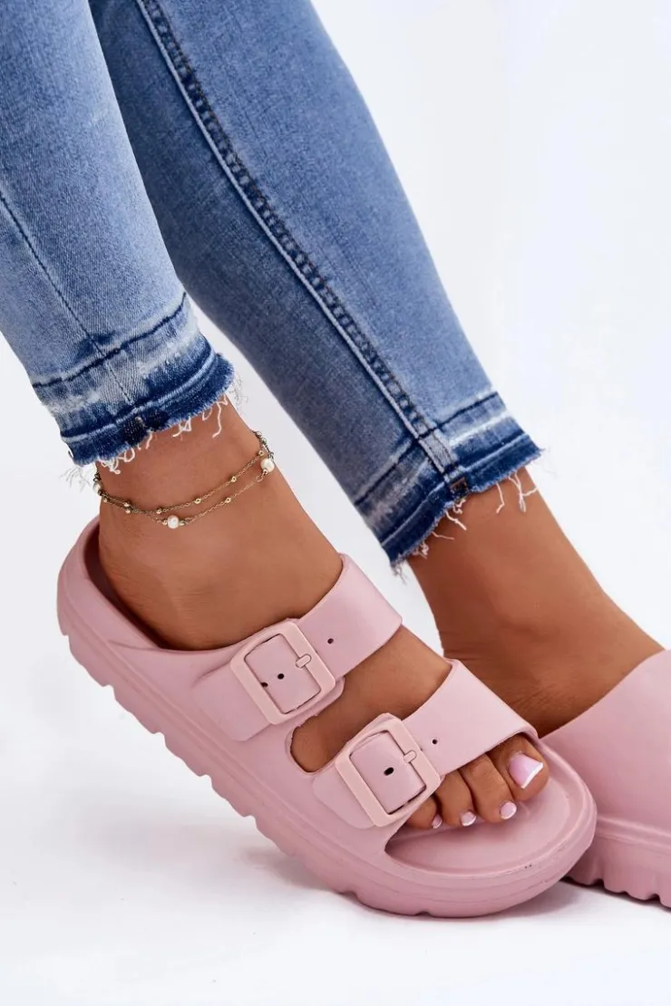 Outlet Evento Damskie Piankowe Klapki Na Platformie Różowe Melorea Różowy