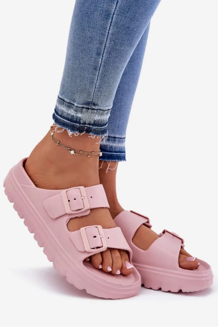 Outlet Evento Damskie Piankowe Klapki Na Platformie Różowe Melorea Różowy