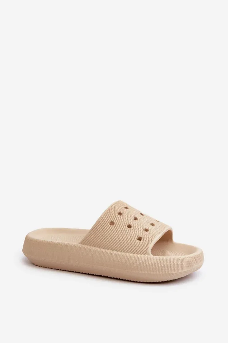 Evento Klapki Basenowe|Klapki Damskie Klasyczne*Damskie Piankowe Klapki Na Grubej Podeszwie Beżowe Beula