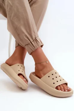 Evento Klapki Basenowe|Klapki Damskie Klasyczne*Damskie Piankowe Klapki Na Grubej Podeszwie Beżowe Beula