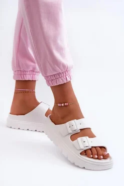 Evento Klapki Basenowe|Klapki Na Platformie*Damskie Piankowe Klapki Na Platformie Białe Melorea