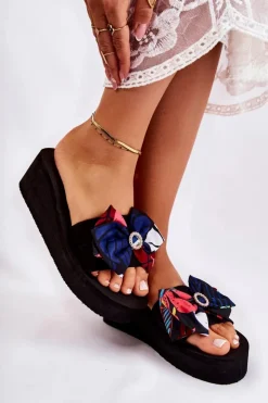 Damskie Boto Damskie Piankowe Klapki Na Koturnie Czarne Silana