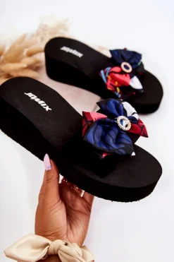 Damskie Boto Damskie Piankowe Klapki Na Koturnie Czarne Silana