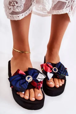 Damskie Boto Damskie Piankowe Klapki Na Koturnie Czarne Silana