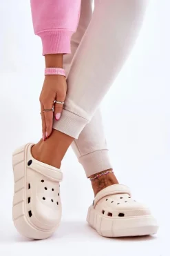 Damskie Boto Damskie Piankowe Klapki Na Platformie Beżowe Beckett