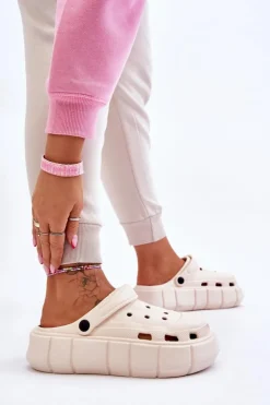 Damskie Boto Damskie Piankowe Klapki Na Platformie Beżowe Beckett