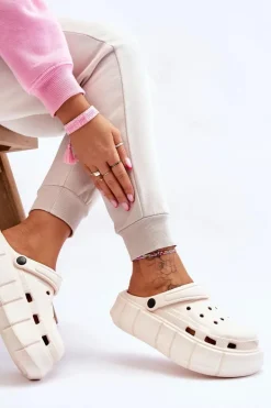 Damskie Boto Damskie Piankowe Klapki Na Platformie Beżowe Beckett