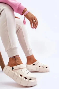 Damskie Boto Damskie Piankowe Klapki Na Platformie Beżowe Beckett