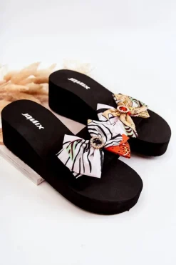 Discount Boto Damskie Piankowe Klapki Na Koturnie Białe Silana