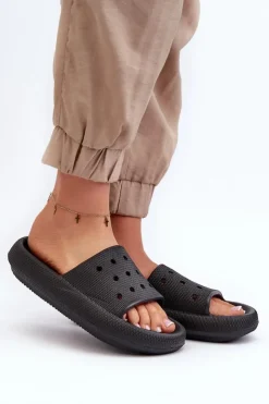 Discount Evento Damskie Piankowe Klapki Na Grubej Podeszwie Czarne Beula