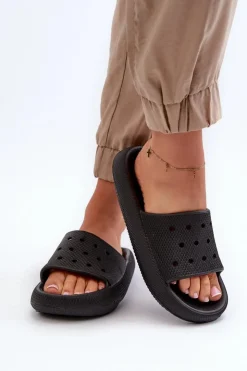 Discount Evento Damskie Piankowe Klapki Na Grubej Podeszwie Czarne Beula