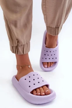 Damskie Evento Damskie Piankowe Klapki Na Grubej Podeszwie Fioletowe Beula