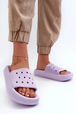 Damskie Evento Damskie Piankowe Klapki Na Grubej Podeszwie Fioletowe Beula