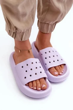 Damskie Evento Damskie Piankowe Klapki Na Grubej Podeszwie Fioletowe Beula