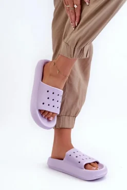 Damskie Evento Damskie Piankowe Klapki Na Grubej Podeszwie Fioletowe Beula