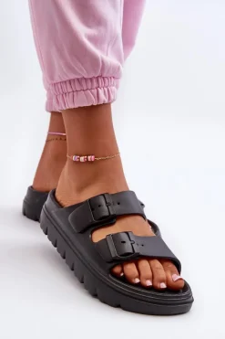 Discount Evento Damskie Piankowe Klapki Na Platformie Czarne Melorea Czarny