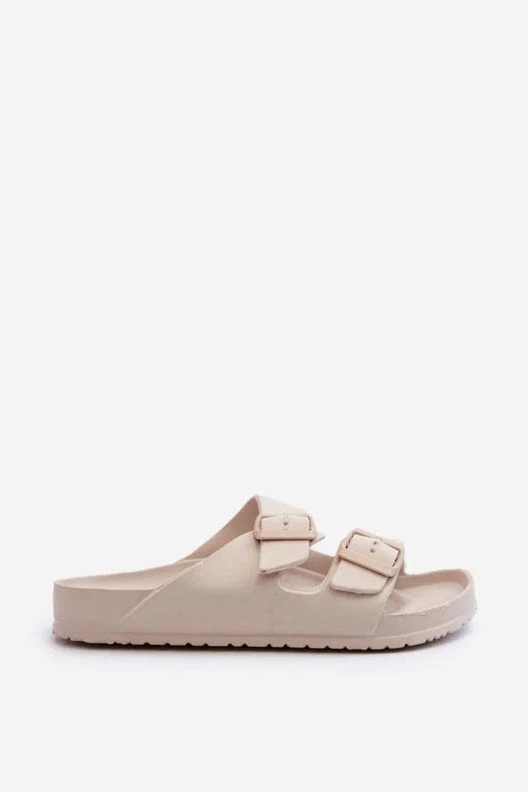 Online Evento Damskie Piankowe Klapki Z Klamrami Beżowe Luciene