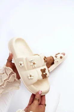 Sale Boto Damskie Piankowe Klapki Z Ozdobami Beżowe Cambrina Beżowy