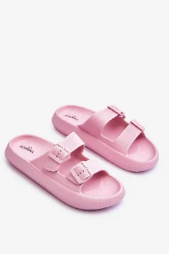 Damskie Boto Damskie Piankowe Klapki Z Paskami Różowe Sharmen