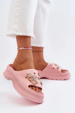Boto Klapki Na Platformie|Klapki Damskie Klasyczne*Damskie Piankowe Klapki Z Ozdobami Różowe Afariana Różowy