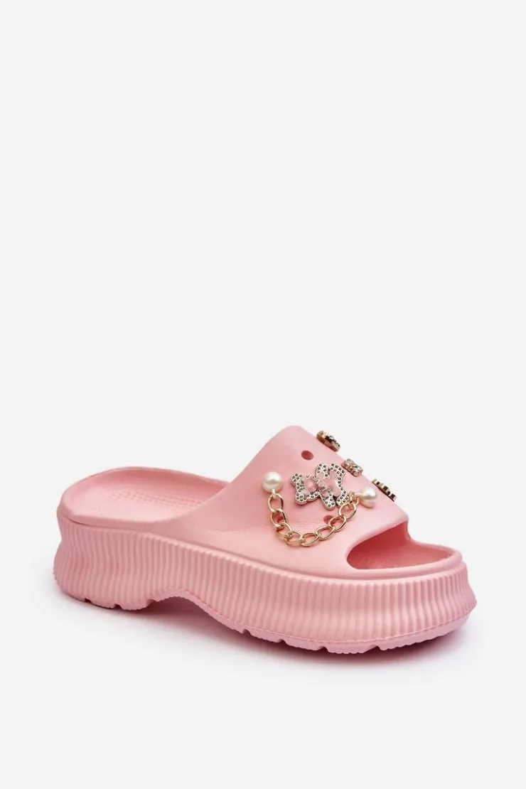 Boto Klapki Na Platformie|Klapki Damskie Klasyczne*Damskie Piankowe Klapki Z Ozdobami Różowe Afariana Różowy