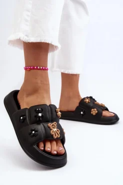 Boto Klapki Na Platformie|Klapki Damskie Klasyczne*Damskie Piankowe Klapki Z Ozdobami Czarne Cambrina