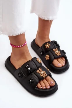 Boto Klapki Na Platformie|Klapki Damskie Klasyczne*Damskie Piankowe Klapki Z Ozdobami Czarne Cambrina