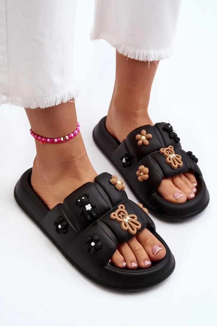 Boto Klapki Na Platformie|Klapki Damskie Klasyczne*Damskie Piankowe Klapki Z Ozdobami Czarne Cambrina