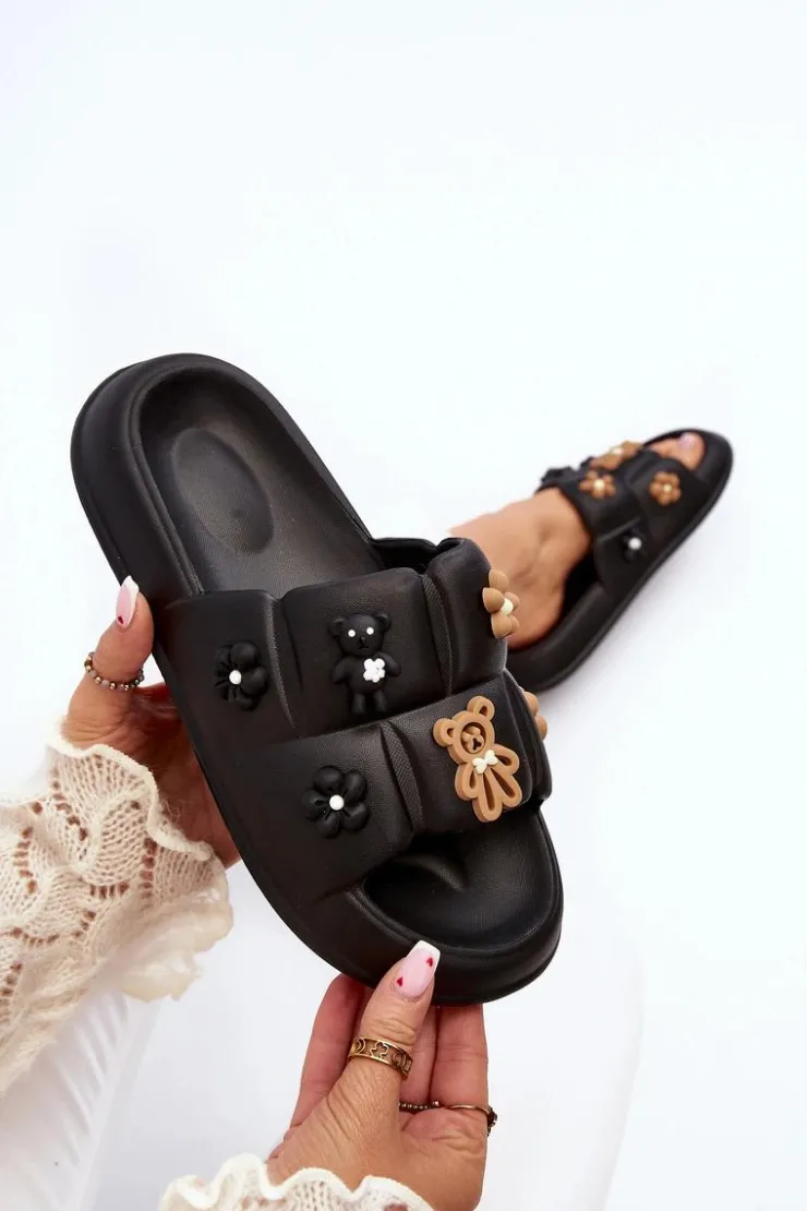 Boto Klapki Na Platformie|Klapki Damskie Klasyczne*Damskie Piankowe Klapki Z Ozdobami Czarne Cambrina