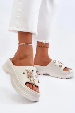 Boto Klapki Na Platformie|Klapki Damskie Klasyczne*Damskie Piankowe Klapki Z Ozdobami Białe Afariana