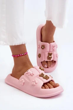 Damskie Boto Damskie Piankowe Klapki Z Ozdobami Różowe Cambrina