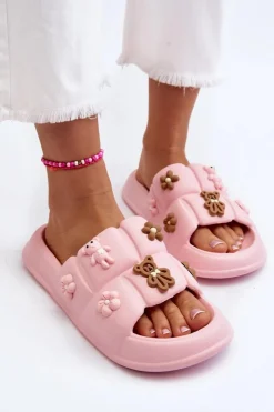 Damskie Boto Damskie Piankowe Klapki Z Ozdobami Różowe Cambrina