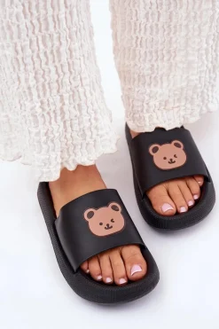 Boto Klapki Basenowe|Klapki Damskie Klasyczne*Damskie Piankowe Klapki Z Misiem Czarne Lalon