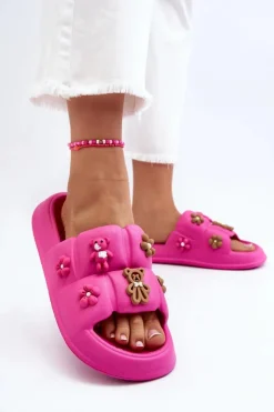 Damskie Boto Damskie Piankowe Klapki Z Ozdobami Fuksja Cambrina