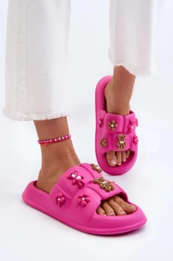 Damskie Boto Damskie Piankowe Klapki Z Ozdobami Fuksja Cambrina