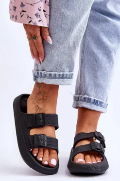 Boto Klapki Basenowe|Klapki Damskie Klasyczne*Damskie Piankowe Klapki Z Paskami Czarne Sharmen