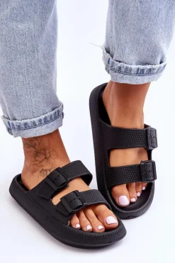 Boto Klapki Basenowe|Klapki Damskie Klasyczne*Damskie Piankowe Klapki Z Paskami Czarne Sharmen