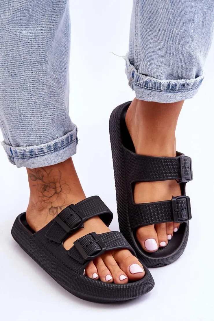 Boto Klapki Basenowe|Klapki Damskie Klasyczne*Damskie Piankowe Klapki Z Paskami Czarne Sharmen