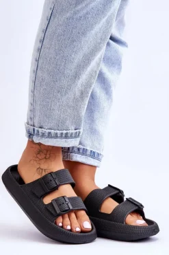 Boto Klapki Basenowe|Klapki Damskie Klasyczne*Damskie Piankowe Klapki Z Paskami Czarne Sharmen