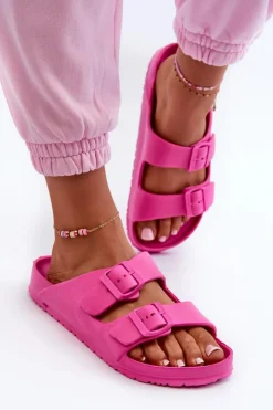 Evento Klapki Basenowe|Klapki Na Platformie*Damskie Piankowe Klapki Z Klamrami Fuksja Luciene