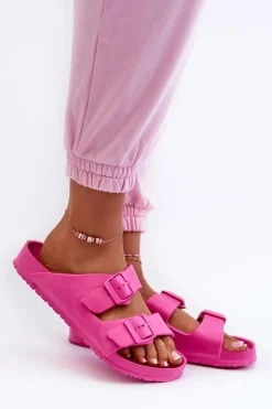 Evento Klapki Basenowe|Klapki Na Platformie*Damskie Piankowe Klapki Z Klamrami Fuksja Luciene